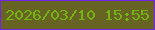 文字の大きさ：3、枠の色：7424e9、背景の色：676423、文字の色：74b415 無料ブログパーツのブログ時計