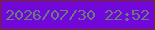 文字の大きさ：5、枠の色：742c19、背景の色：7207d9、文字の色：677c7b 無料ブログパーツのブログ時計