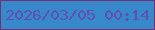 文字の大きさ：1、枠の色：743073、背景の色：3789cb、文字の色：604fb3 無料ブログパーツのブログ時計