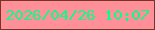 文字の大きさ：1、枠の色：743620、背景の色：ff8f99、文字の色：08fe85 無料ブログパーツのブログ時計
