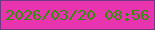 文字の大きさ：3、枠の色：743782、背景の色：e934af、文字の色：2f8f07 無料ブログパーツのブログ時計