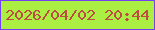 文字の大きさ：3、枠の色：7440f3、背景の色：abef42、文字の色：bd4c42 無料ブログパーツのブログ時計