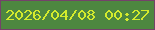 文字の大きさ：3、枠の色：74426a、背景の色：4d8740、文字の色：d4eb2d 無料ブログパーツのブログ時計