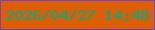 文字の大きさ：5、枠の色：7442c6、背景の色：de5f01、文字の色：02ac90 無料ブログパーツのブログ時計