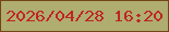 文字の大きさ：3、枠の色：744519、背景の色：afad70、文字の色：bf2523 無料ブログパーツのブログ時計