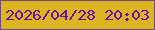 文字の大きさ：2、枠の色：744b81、背景の色：dcb421、文字の色：6812a8 無料ブログパーツのブログ時計