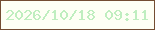文字の大きさ：1、枠の色：744d32、背景の色：fefff4、文字の色：bfeebf 無料ブログパーツのブログ時計