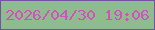 文字の大きさ：1、枠の色：7451a2、背景の色：8ebc8e、文字の色：cf52be 無料ブログパーツのブログ時計