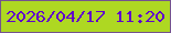 文字の大きさ：2、枠の色：74538f、背景の色：aed822、文字の色：6102cc 無料ブログパーツのブログ時計