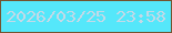 文字の大きさ：4、枠の色：745430、背景の色：55e7fa、文字の色：c3d9e7 無料ブログパーツのブログ時計