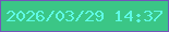 文字の大きさ：2、枠の色：7454ba、背景の色：3bc686、文字の色：5ff9e5 無料ブログパーツのブログ時計