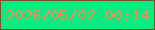文字の大きさ：1、枠の色：74552b、背景の色：07eb81、文字の色：eb9059 無料ブログパーツのブログ時計