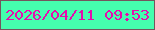 文字の大きさ：4、枠の色：74565d、背景の色：45feae、文字の色：e70cad 無料ブログパーツのブログ時計