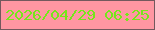 文字の大きさ：3、枠の色：74585d、背景の色：ff96a2、文字の色：76e71a 無料ブログパーツのブログ時計