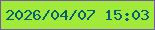 文字の大きさ：3、枠の色：745ba1、背景の色：a1ea39、文字の色：046174 無料ブログパーツのブログ時計