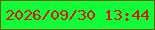 文字の大きさ：3、枠の色：745e14、背景の色：0fff38、文字の色：d81507 無料ブログパーツのブログ時計