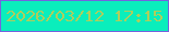 文字の大きさ：5、枠の色：7463de、背景の色：0aeebc、文字の色：aece5c 無料ブログパーツのブログ時計