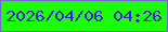 文字の大きさ：5、枠の色：7467cc、背景の色：1afe08、文字の色：441ad7 無料ブログパーツのブログ時計