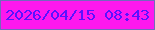 文字の大きさ：5、枠の色：7468bc、背景の色：fe18ee、文字の色：5a12ff 無料ブログパーツのブログ時計