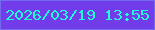 文字の大きさ：3、枠の色：746af1、背景の色：733cea、文字の色：1cfdda 無料ブログパーツのブログ時計