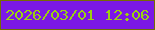 文字の大きさ：3、枠の色：746c03、背景の色：7b18e5、文字の色：9bd10e 無料ブログパーツのブログ時計