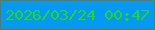 文字の大きさ：4、枠の色：747537、背景の色：0599f6、文字の色：24d81a 無料ブログパーツのブログ時計