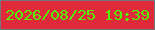 文字の大きさ：2、枠の色：74757d、背景の色：df2a3b、文字の色：54f105 無料ブログパーツのブログ時計