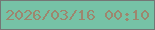 文字の大きさ：5、枠の色：747675、背景の色：76c2a6、文字の色：9d866e 無料ブログパーツのブログ時計