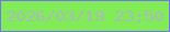 文字の大きさ：1、枠の色：7476ee、背景の色：81ec58、文字の色：a6bcb8 無料ブログパーツのブログ時計