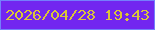 文字の大きさ：1、枠の色：747ffc、背景の色：7226f0、文字の色：dbc538 無料ブログパーツのブログ時計