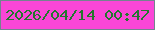 文字の大きさ：2、枠の色：74838f、背景の色：fa46d7、文字の色：23772e 無料ブログパーツのブログ時計