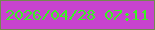 文字の大きさ：1、枠の色：748950、背景の色：c843cf、文字の色：3af224 無料ブログパーツのブログ時計
