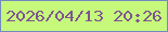 文字の大きさ：5、枠の色：748ac1、背景の色：c6f87b、文字の色：7e5690 無料ブログパーツのブログ時計