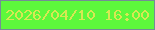 文字の大きさ：3、枠の色：748d96、背景の色：5df83c、文字の色：d7e853 無料ブログパーツのブログ時計