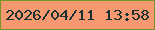 文字の大きさ：5、枠の色：749624、背景の色：f69971、文字の色：1a3132 無料ブログパーツのブログ時計