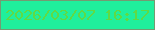 文字の大きさ：3、枠の色：749b72、背景の色：20ef9c、文字の色：5fdb44 無料ブログパーツのブログ時計