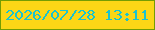 文字の大きさ：1、枠の色：749c03、背景の色：fbd616、文字の色：1ac2cf 無料ブログパーツのブログ時計