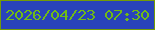 文字の大きさ：2、枠の色：749c07、背景の色：2943bb、文字の色：70bb15 無料ブログパーツのブログ時計