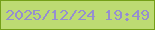 文字の大きさ：4、枠の色：749f18、背景の色：bddb73、文字の色：958ecf 無料ブログパーツのブログ時計