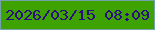 文字の大きさ：1、枠の色：74a1ac、背景の色：3ea200、文字の色：290d81 無料ブログパーツのブログ時計
