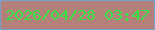文字の大きさ：3、枠の色：74a1cf、背景の色：b38179、文字の色：35e643 無料ブログパーツのブログ時計