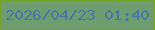 文字の大きさ：3、枠の色：74a423、背景の色：6e9e70、文字の色：4675a6 無料ブログパーツのブログ時計
