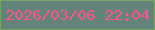 文字の大きさ：4、枠の色：74a564、背景の色：64847b、文字の色：fe538d 無料ブログパーツのブログ時計