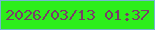 文字の大きさ：2、枠の色：74b7cf、背景の色：2dee1b、文字の色：7a3b69 無料ブログパーツのブログ時計