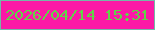 文字の大きさ：3、枠の色：74b8a7、背景の色：fb19a6、文字の色：60d547 無料ブログパーツのブログ時計
