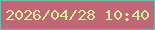 文字の大きさ：3、枠の色：74b9af、背景の色：bf6776、文字の色：cbef97 無料ブログパーツのブログ時計
