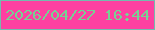 文字の大きさ：3、枠の色：74bbae、背景の色：fe40a1、文字の色：76d293 無料ブログパーツのブログ時計