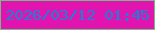 文字の大きさ：5、枠の色：74bc83、背景の色：e114af、文字の色：1a81d7 無料ブログパーツのブログ時計