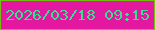 文字の大きさ：4、枠の色：74be13、背景の色：e417a0、文字の色：34e18d 無料ブログパーツのブログ時計