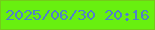 文字の大きさ：2、枠の色：74cb1a、背景の色：68f00f、文字の色：5180c8 無料ブログパーツのブログ時計